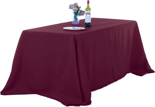Ascoza 2pack 90x156 Inch Burgundy Rectangular Tablecloth 6 Feet Table Cloth in Polyester Fabric for Wedding/Banquet/Restaurant/Parties