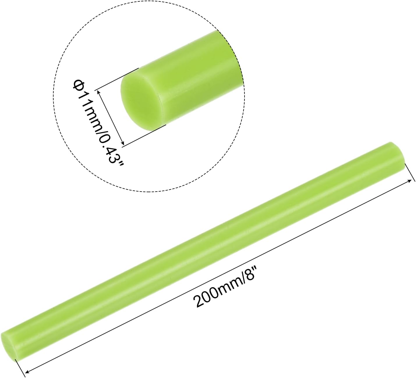 uxcell 20pcs Hot Glue Sticks for Glue Gun 11mm/0.43-inch x 8-inch Mini Hot Melt Adhesive Glue Stick Bright Green