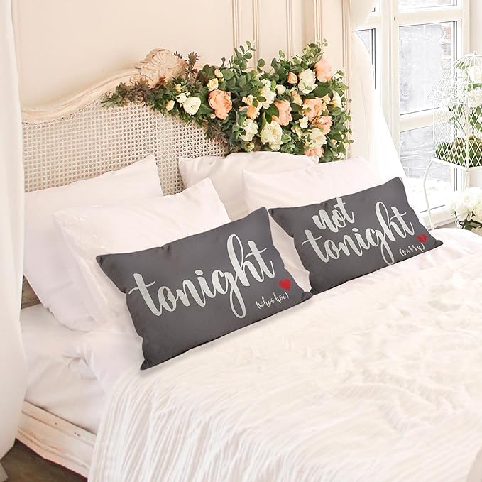 Mancheng-zi Bridal Gift,20x26 Pillow Cover,Bridal Shower Gifts,Funny Couples Reversible Linen Pillow Cover, Bachelorette Party Gifts,Bridal Gifts for Bride,Wedding Gifts for Bride(Gray), Grey