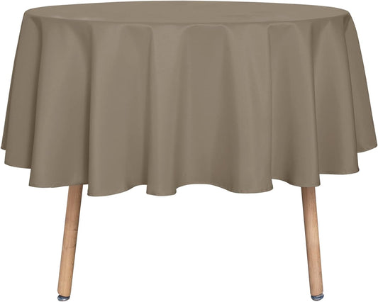 sancua Round Tablecloth - 48 Inch - Water Resistant Spill Proof Washable Polyester Table Cloth Decorative Fabric Table Cover for Dining Tables, Buffet Parties and Camping, Taupe
