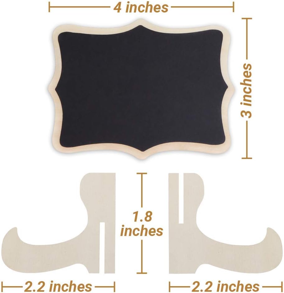 Mini Chalkboard Signs, 20 Pack Framed Small Chalk Board Food Labels with Easel Stand for Party Buffet or Wedding Celebration, Wooden Blackboard as Place Cards for Table Setting or Numbers