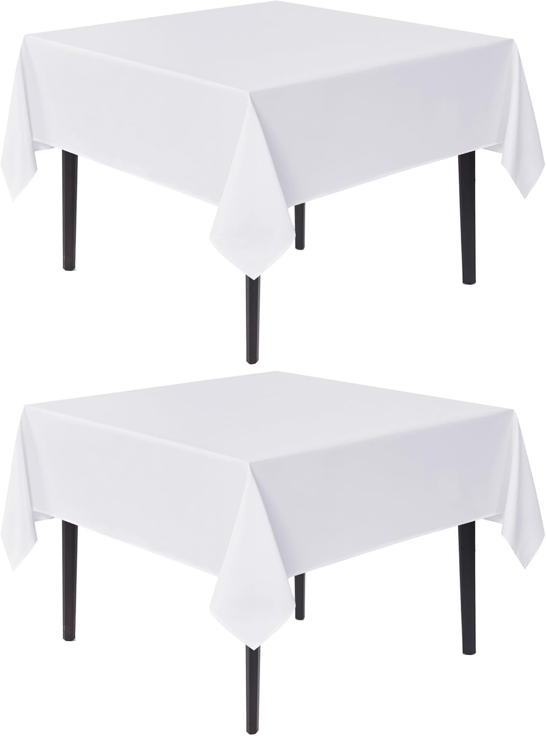 sancua White Square Tablecloths 60x60 Inch, 2 Pack - Fabric Table Cloth for Square or Round Tables, Washable Polyester Table Cover for Dinner, Holiday Party, Decorative Display Tables