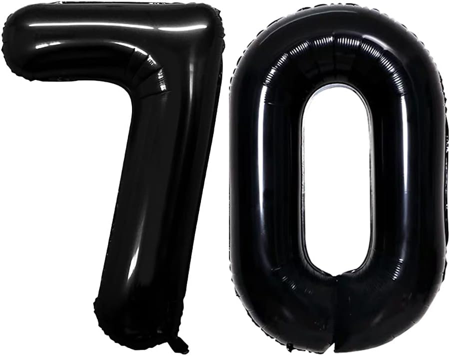 GOER Number 70 Balloons for 70th Birthday Party Decorations,42 Inch Jumbo Foil Helium Balloons for 70th Anniversary (Black)