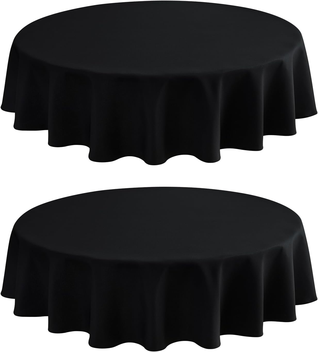 2 Pack Round Table Cloth 48 Inch Black Tablecloth Washable Polyester Solid Dining Table Cover for Birthday Party Dinner Holiday Outdoor Indoor