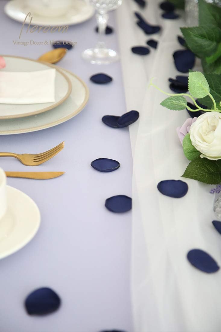 Floroom 500pcs Rose Petals Navy Blue Faux Silk Flower Petals for Wedding Flower Girl Basket Aisle Scatter Dinner Table Centerpieces Party Confetti Bridal Shower Romantic Night Decoration