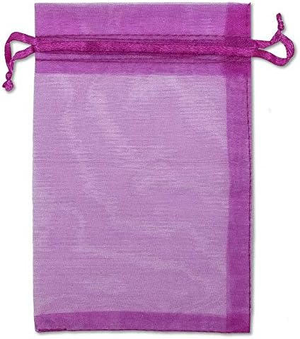 TheDisplayGuys 48-Pack 3x4 Hot Pink Sheer Organza Gift Bags with Drawstring, Jewelry Candy Treat Wedding Party Favors Mesh Pouch