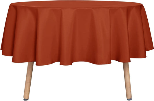 sancua Fall Round Tablecloth - 60 Inch Burnt Orange - Water Resistant Spill Proof Washable Polyester Thanksgiving Table Cloth Decorative Fabric Table Cover for Dining Buffet Parties and Camping, Rust