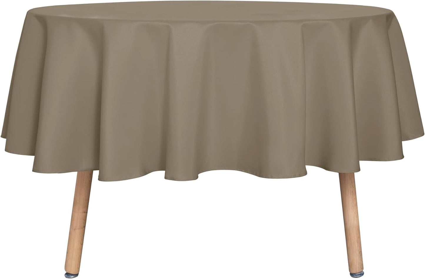 sancua Round Tablecloth - 70 Inch - Water Resistant Spill Proof Washable Polyester Table Cloth Decorative Fabric Table Cover for Dining Tables, Buffet Parties and Camping, Taupe