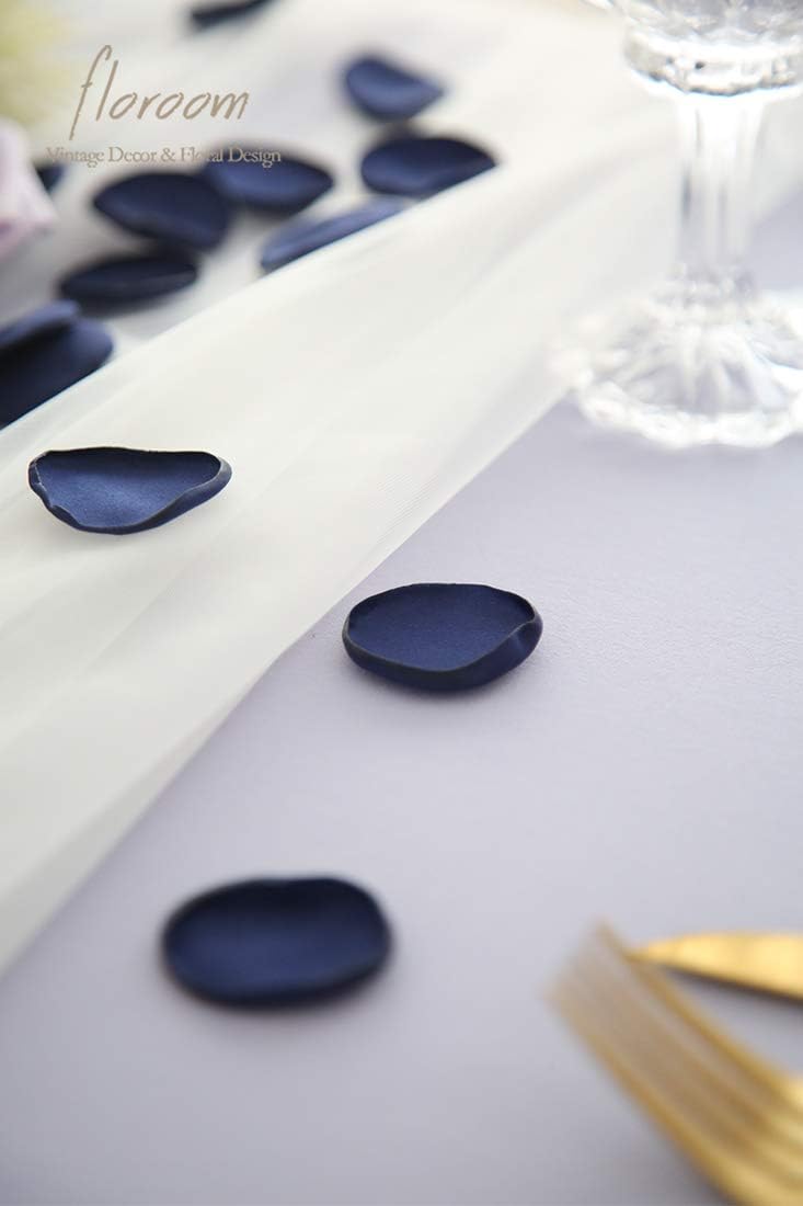 Floroom 300pcs Rose Petals Navy Blue Faux Silk Flower Petals for Wedding Flower Girl Basket Aisle Scatter Dinner Table Centerpieces Party Confetti Bridal Shower Romantic Night Decoration