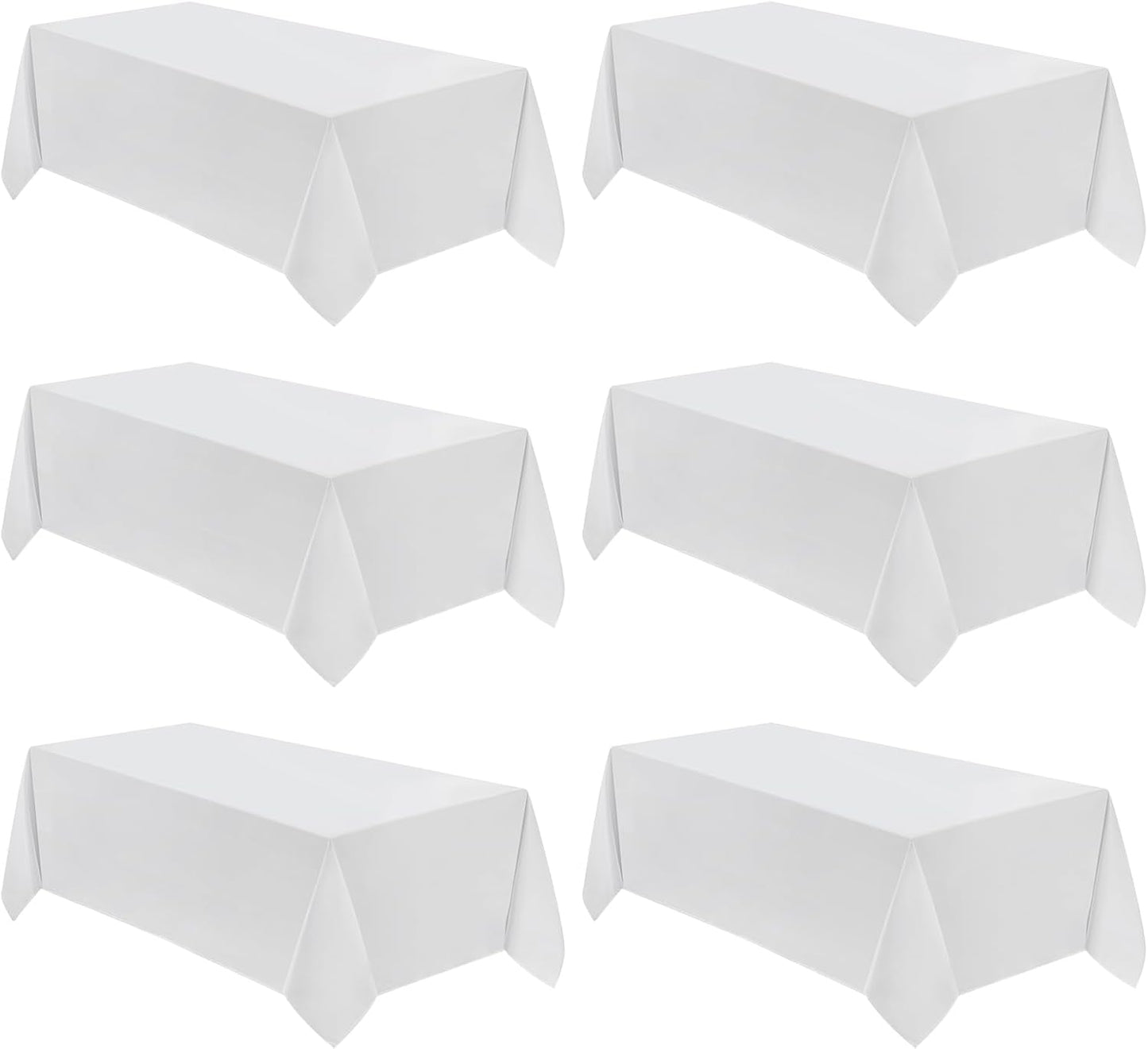 VidaFete Table Cloth 6 Pack 90*156inch Rectangle Tablecloth Polyester, Stain Resistant and Wrinkle Polyester Dining Table Cover for Kitchen Dinning Party Wedding Rectangular Tabletop Decoration(White)