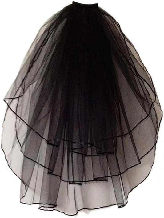 Women's Short Wedding Veils with Comb 3 Tier Halloween Tulle Bridal Veil