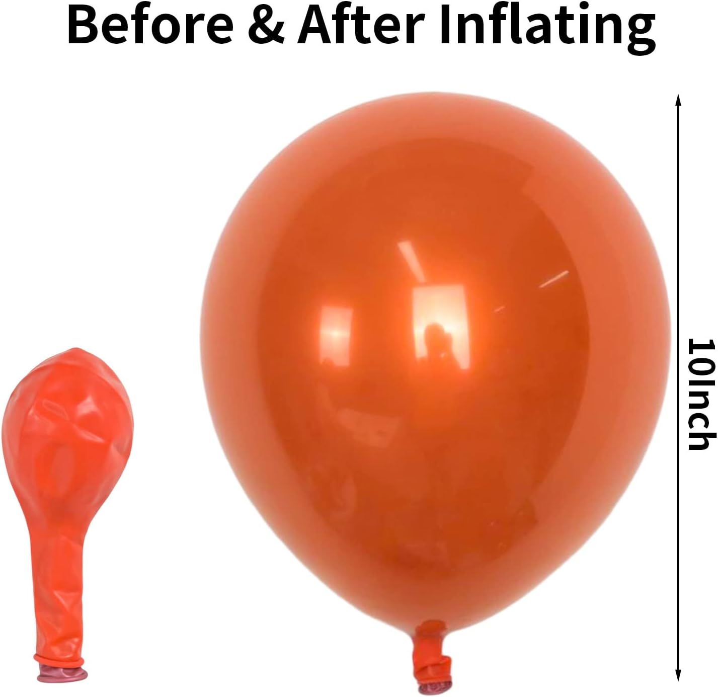 Chrome Orange Balloons, 50 PCS 10 Inch Double-Layered Metallic Dark Orange Balloons, Shiny Thick Chrome Metallic Burnt Orange Latex Helium Balloons for Birthday Wedding Graduation Party Decoration