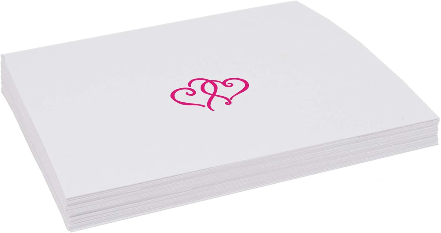 Linked Hearts Place Cards, Fuschia (Choose Color), Set of 60, Pre-cut and Scored - Wedding, Party, Dinner, and Special Events - Made in the USA
