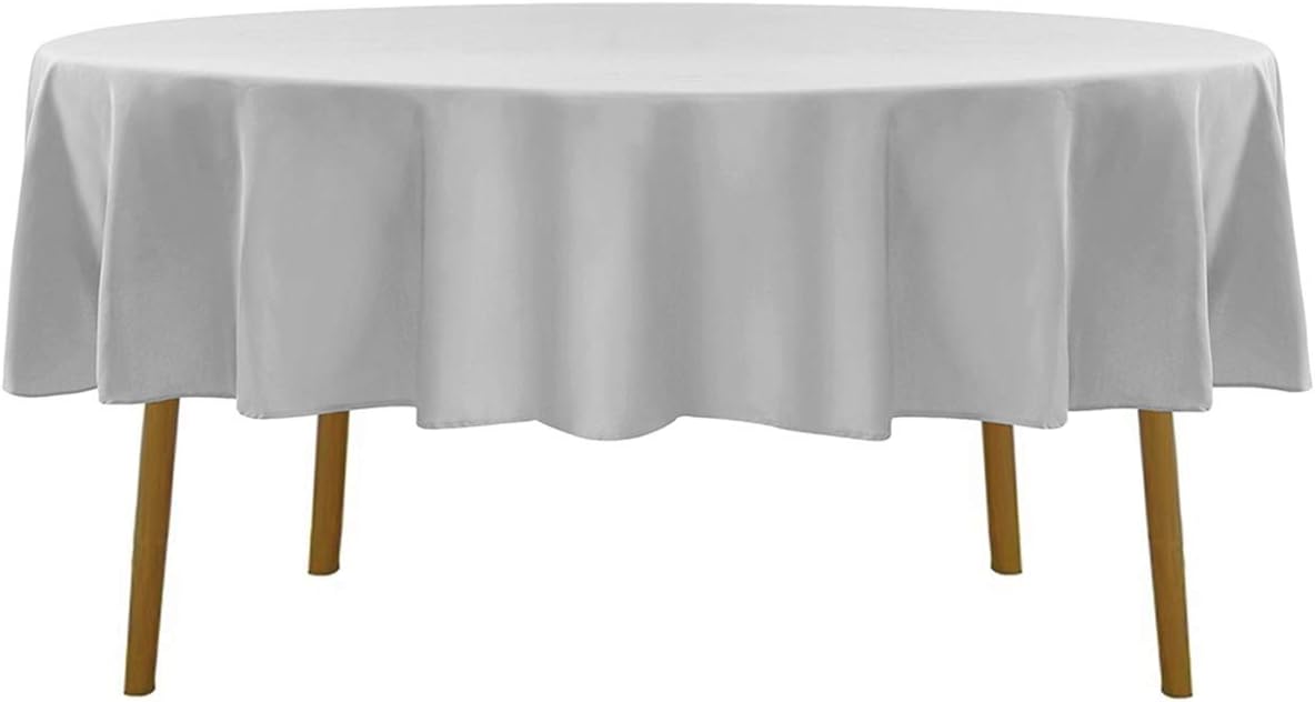 70 inch Round Tablecloth Washable Polyester Table Cloth Decorative Table Cover for Wedding Party Dining Banquet（70 inch,Silver）
