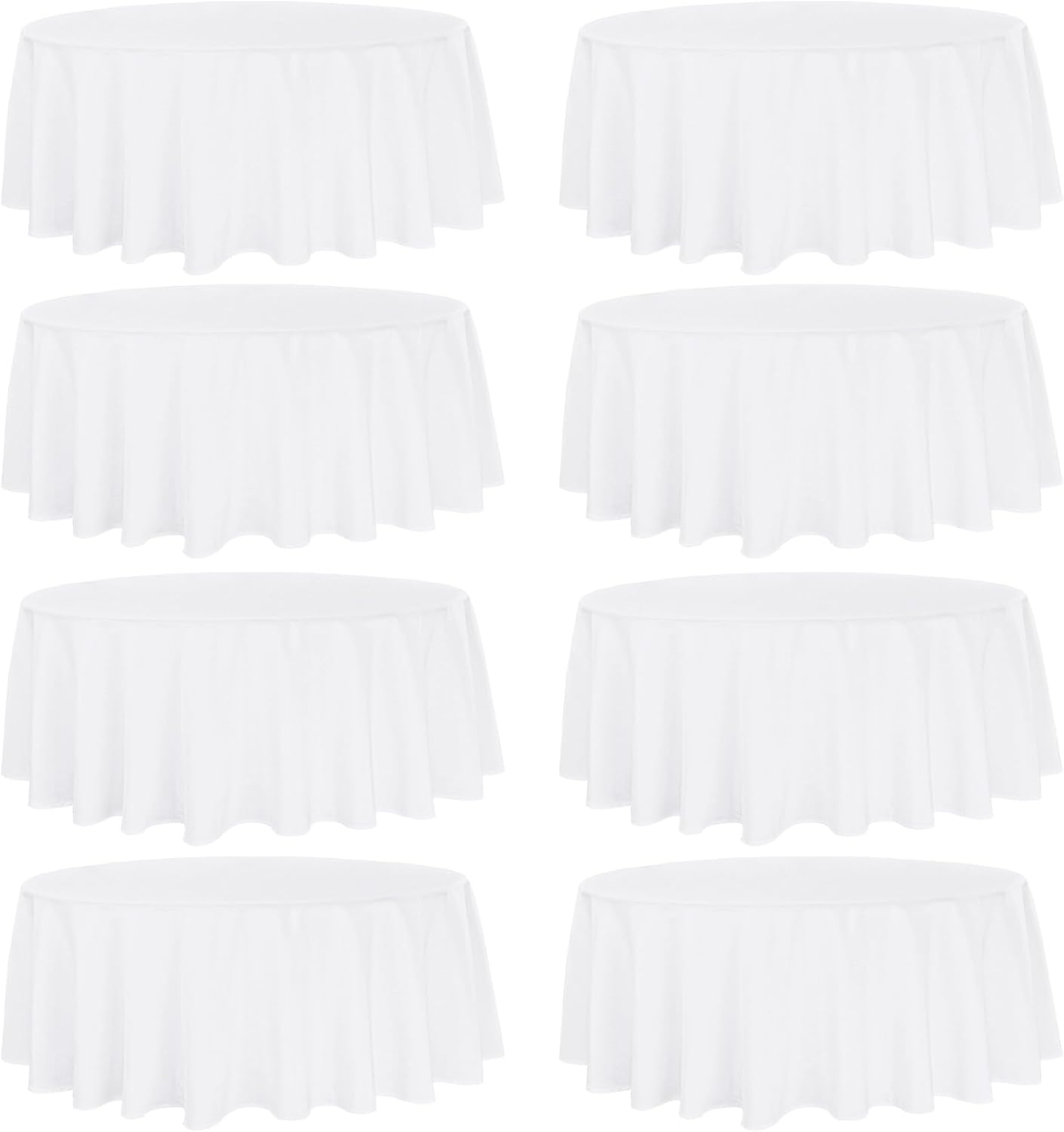 8 Pack Premium Round Tablecloth 120 Inch Round Table Covers Washable Polyester Fabric Round Table Clothes for Wedding Party Reception Banquet Buffet Restaurant (White, 120 Inch)