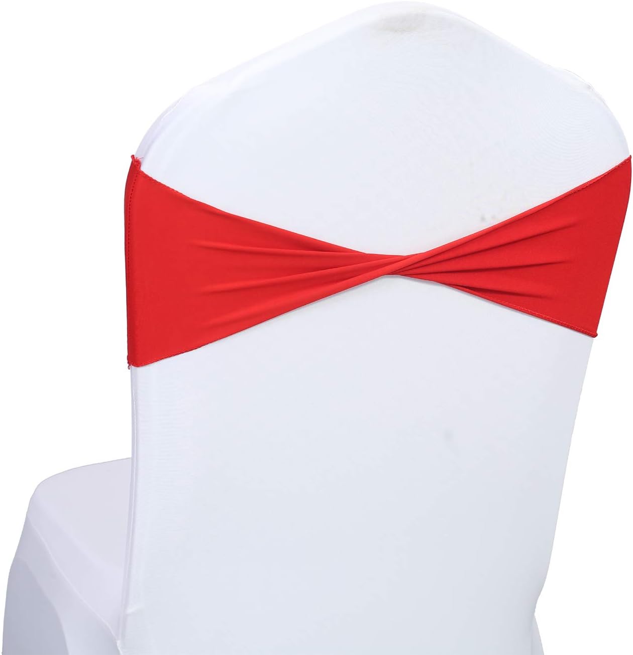 VDS Pack of 75 PCS | Red | Spandex Chair Sashes Bows Without Buckle | Stretch Elastic Banquet Universal Folding Chair Band Tie with for Wedding Party Conference Celebration Event Decoration