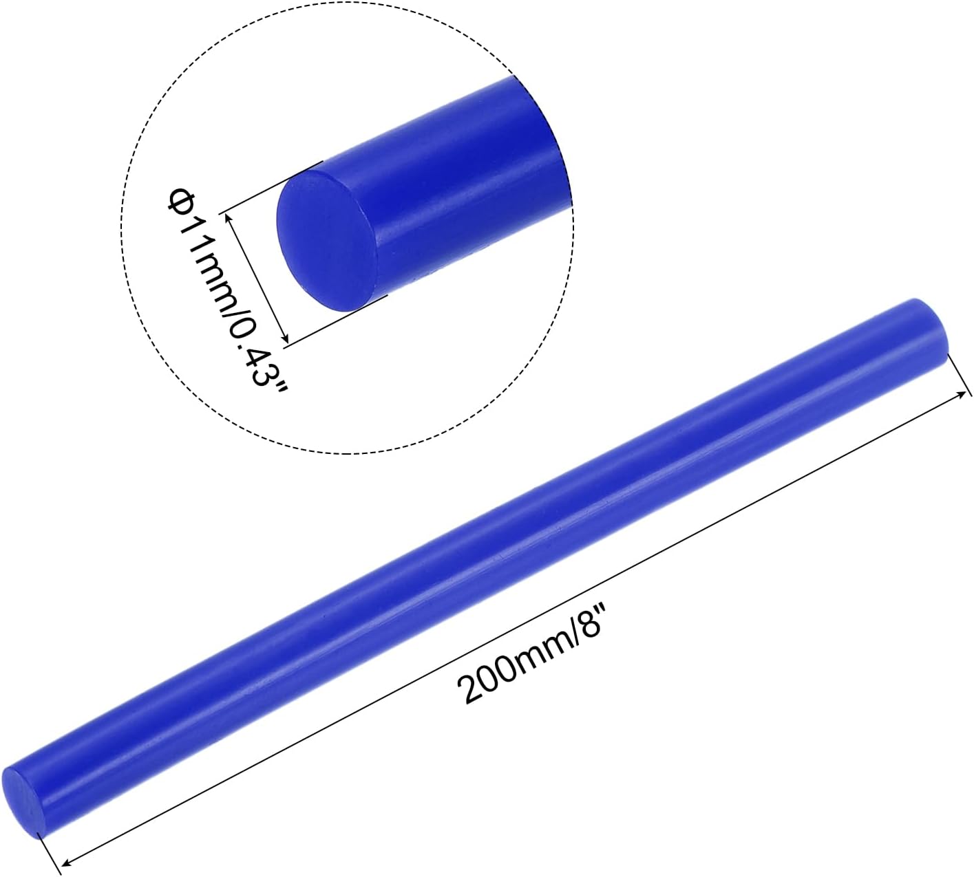 uxcell 20pcs Hot Glue Sticks for Glue Gun 11mm/0.43-inch x 8-inch Mini Hot Melt Adhesive Glue Stick Bright Blue