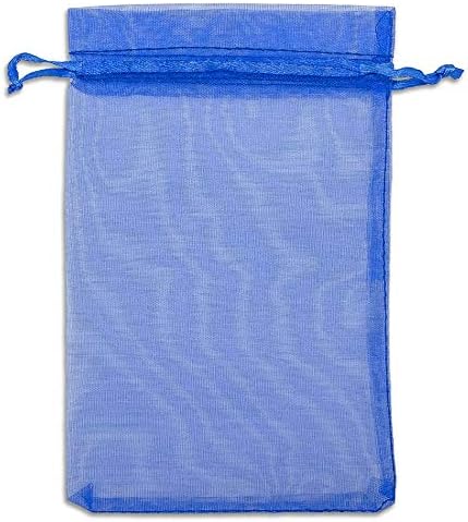 TheDisplayGuys 48-Pack 6x8 Royal Blue Sheer Organza Gift Bags with Drawstring, Jewelry Candy Treat Wedding Party Favors Mesh Pouch