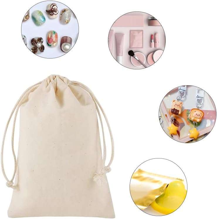 gobyhumm 20 Pieces Pure Cotton Drawstring Bags Muslin Bags Sachet Bag for Home Supplies （4 * 6"）