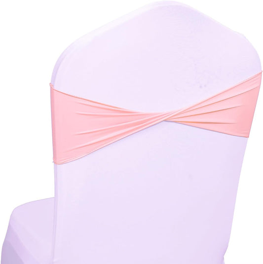 VDS Pack of 75 PCS | Dusty Rose | Spandex Chair Sashes Bows Without Buckle | Stretch Elastic Banquet Universal Folding Chair Band Tie with for Wedding Party Conference Celebration Event Decoration