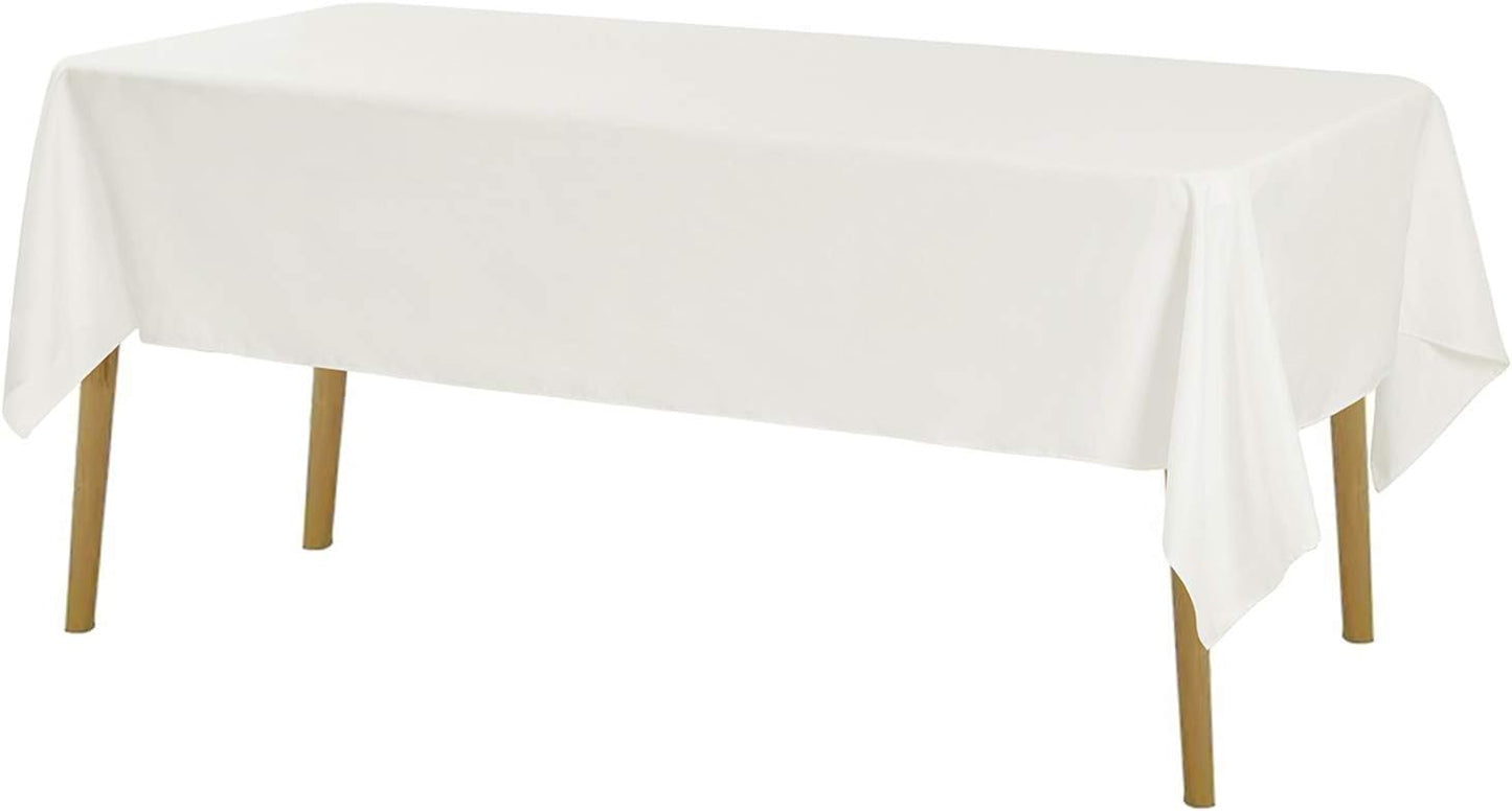 Rectangle Tablecloth 60x84 inch Washable Polyester Fabric Table Cloth for Wedding Party Dining Banquet Decoration（60x84, Ivory）