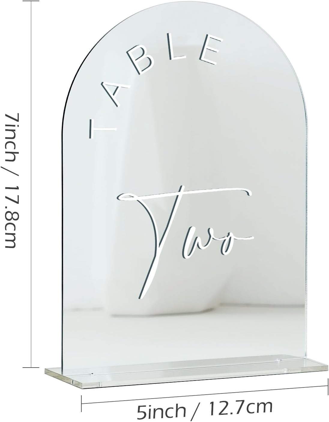 JINMURY Sliver Arch Wedding Table Numbers 1-20 with Stands, 5x7 Inch Acrylic Arch Sign with White Lettering, Sliver Mirror Acrylic Table Numbers for Wedding Reception