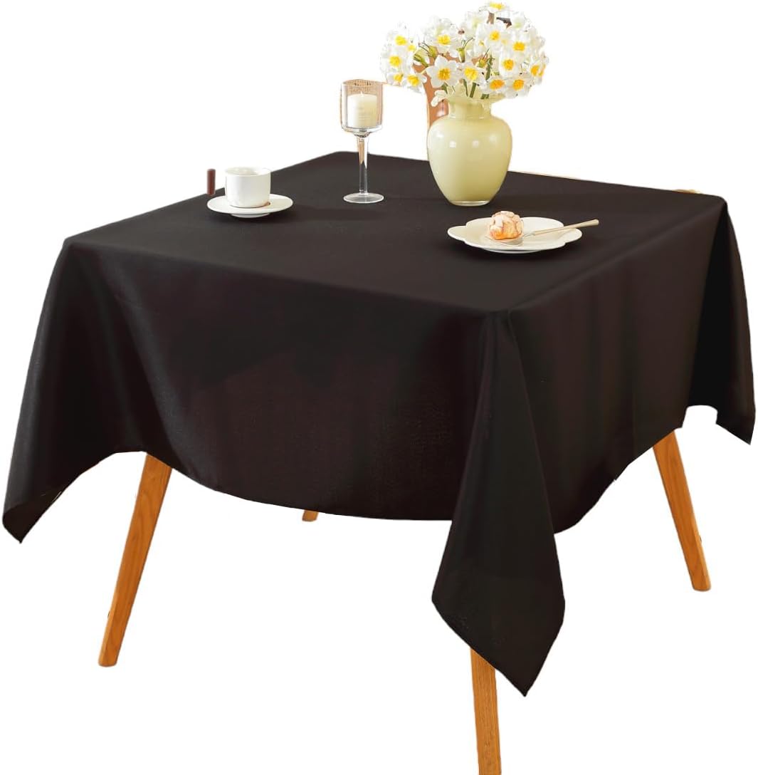 Craft And Party Square Tablecloth, 60 x 60 Inch Black Tablecloth, Polyester Fabric Washable Table Cloth for Home, Party, Wedding or Restaurant Use.