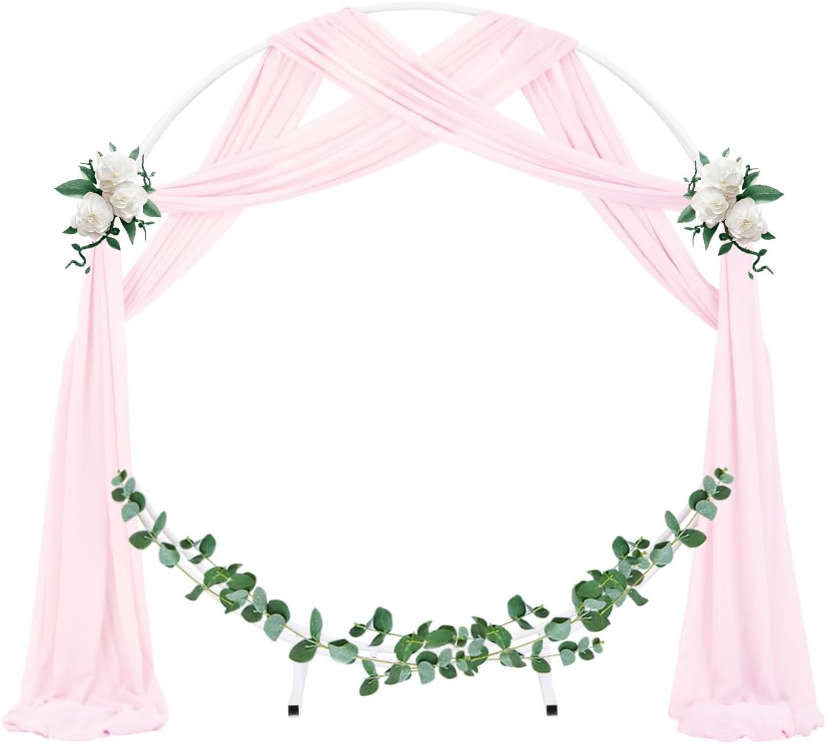 Socomi Wedding Arch Draping Fabric 3 Panels 29" x 19Ft Blush Pink Sheer Chiffon Curtain Drapes 6 Yards for Wedding Ceremony Birthday Party Decoration