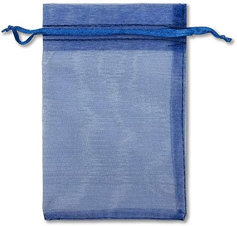 TheDisplayGuys 100-Pack 4x6 Navy Blue Sheer Organza Gift Bags with Drawstring, Jewelry Candy Treat Wedding Party Favors Mesh Pouch