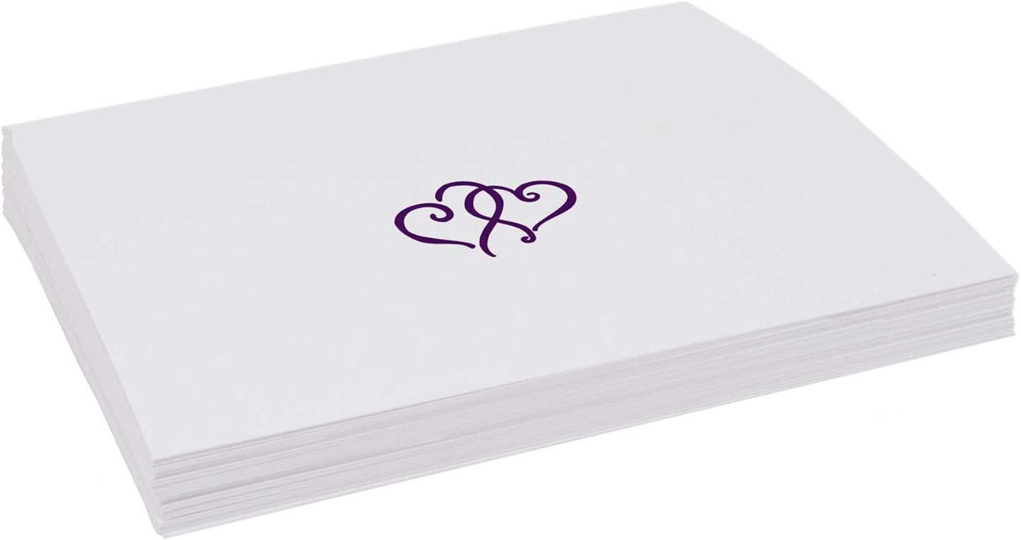 Linked Hearts Place Cards, Eggplant (Choose Color), Set of 150, Pre-cut and Scored - Wedding, Party, Dinner, and Special Events - Made in the USA