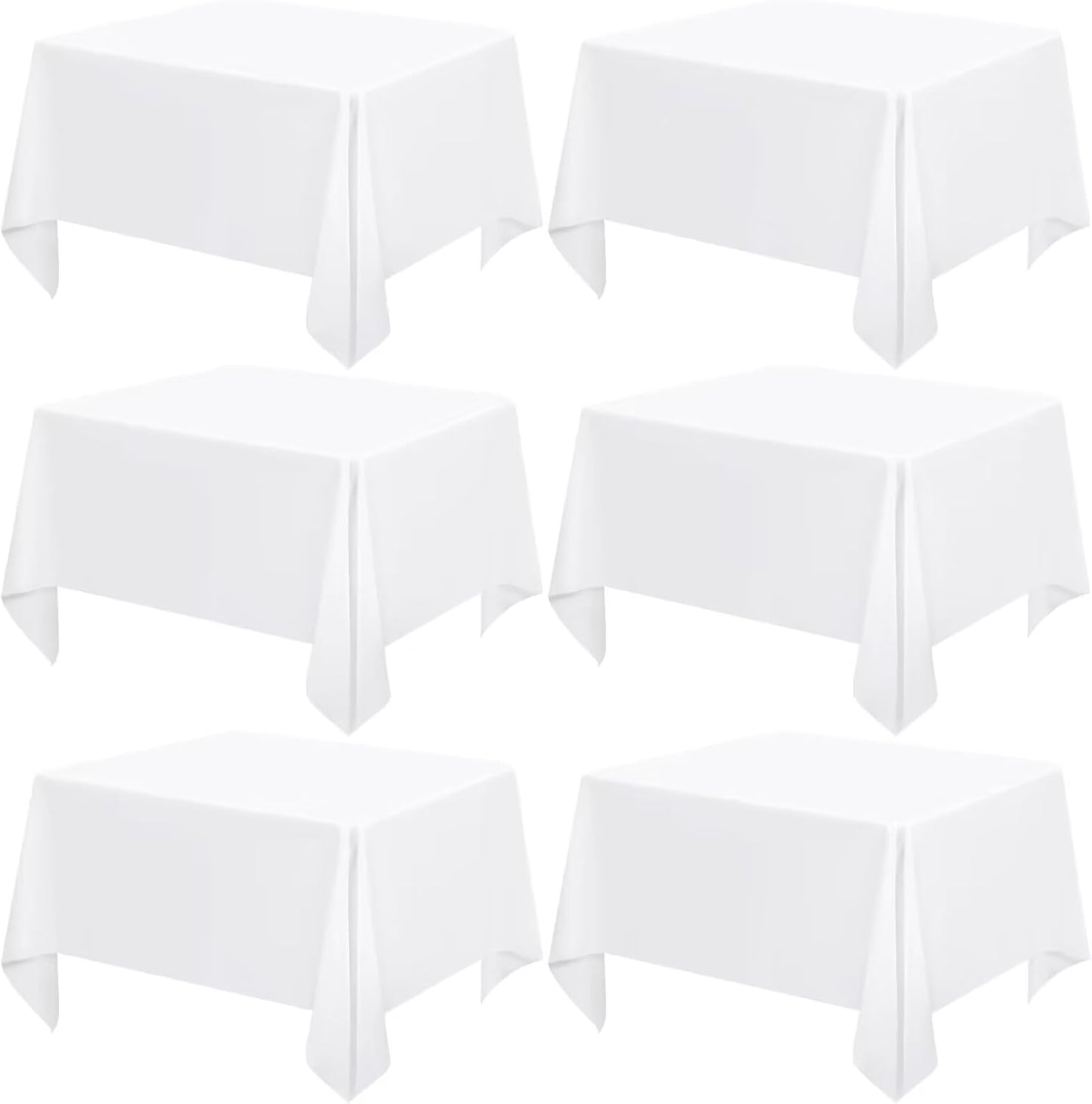 6 Pack White Square Tablecloths 52 x 52 Inch, White Polyester Table Cover for Square Table, Stain and Wrinkle Resistant Washable Fabric Tablecloth, Polyester Tablecloth for Restaurant Banquet Party