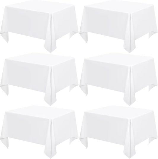 6 Pack White Square Tablecloths 52 x 52 Inch, White Polyester Table Cover for Square Table, Stain and Wrinkle Resistant Washable Fabric Tablecloth, Polyester Tablecloth for Restaurant Banquet Party