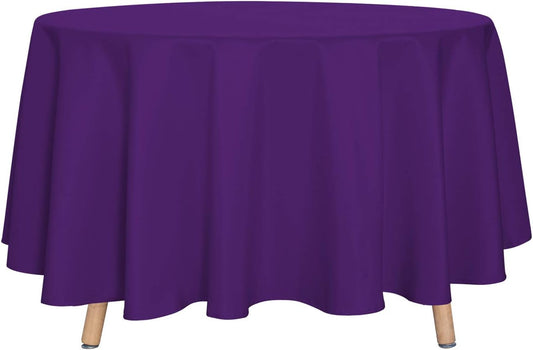 sancua Round Tablecloth - 90 Inch - Water Resistant Spill Proof Washable Polyester Table Cloth Decorative Fabric Table Cover for Dining Tables, Buffet Parties and Camping, Purple