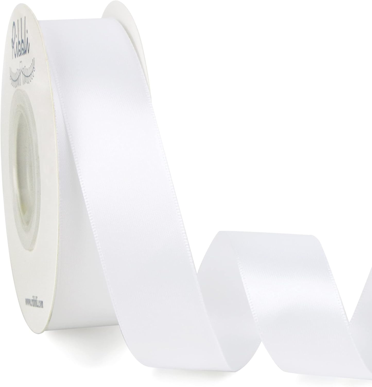 Ribbli Double Faced White Satin Ribbon,1” x Continuous 25 Yards,Use for Bows Bouquet,Gift Wrapping,Floral Arrangement