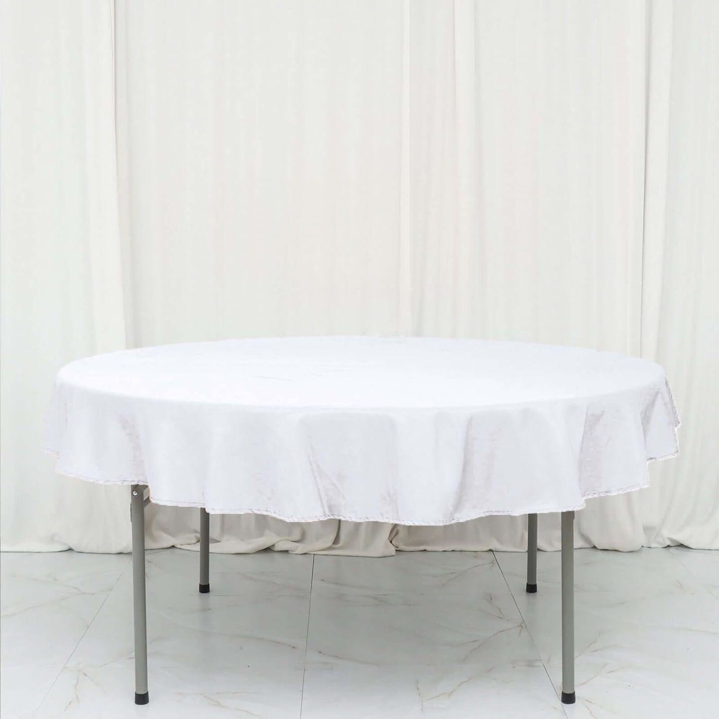 Efavormart Round Tablecloth, 70 Inch Stain & Wrinkle Resistant Washable Table Cloth, Decorative Polyester Fabric Table Cover for Banquet, Wedding, Dining- White