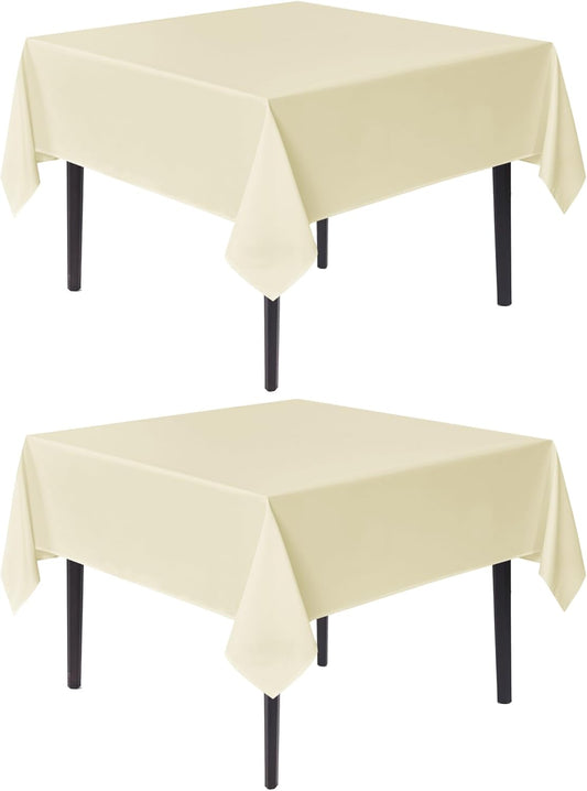 sancua Square Tablecloths 85x85 Inch, 2 Pack - Beige Fabric Table Cloth for Square or Round Tables, Washable Polyester Table Cover for Outdoor Party, Birthday, Buffet, Resturant