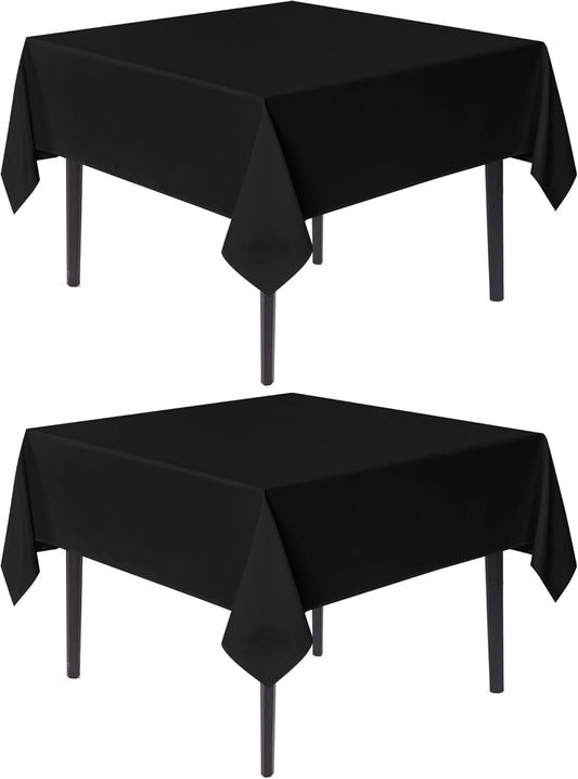 sancua Black Square Tablecloths 54x54 Inch, 2 Pack - Fabric Table Cloth for Square or Round Tables, Washable Polyester Table Cover for Dinner, Holiday Party, Decorative Display Tables