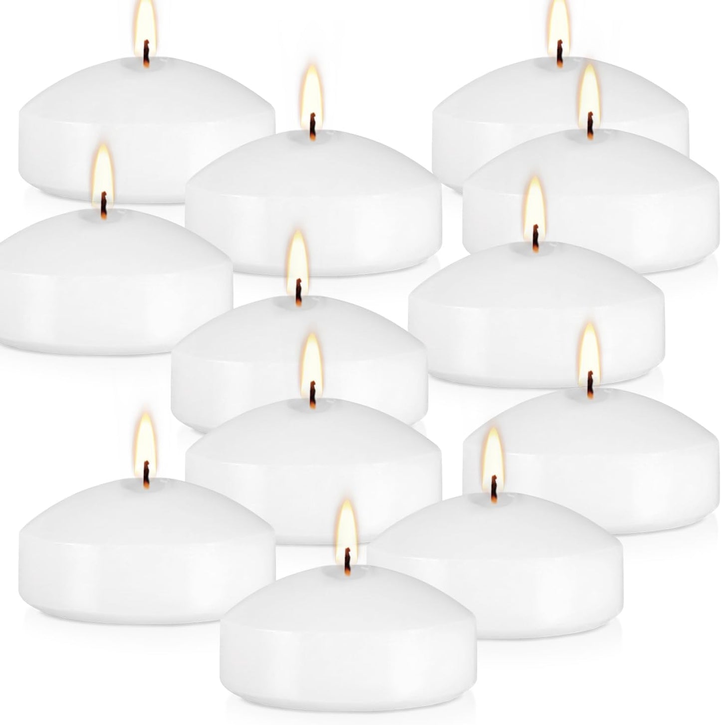 12 Bulk White Floating Candles-2 inch Unscented Tealights -for Romantic Weddings Decorations Pool Centerpieces Parties