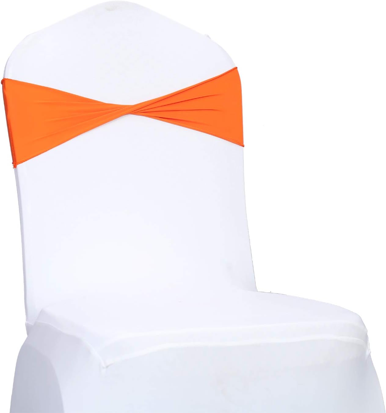 VDS Pack of 200 PCS | Orange | Spandex Chair Sashes Bows Without Buckle | Stretch Elastic Banquet Universal Folding Chair Band Tie with for Wedding Party Conference Celebration Event Decoration