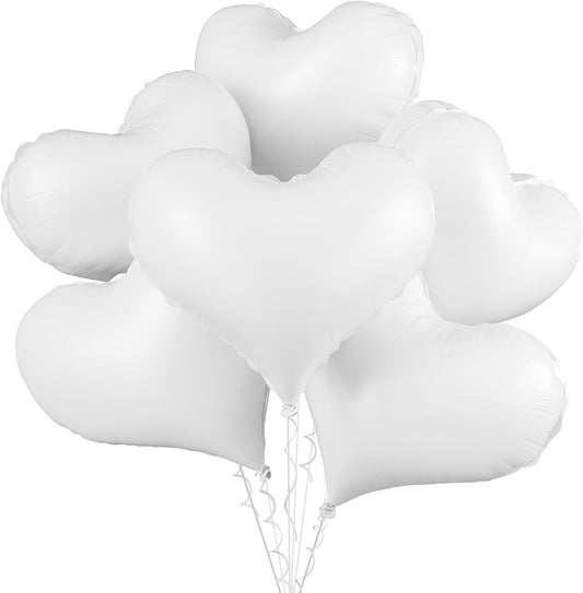 White Heart Balloons,24Inch Large White Heart Foil Balloons for Valentine's Day Birthday Wedding Baby Shower Anniversary Party Decorations