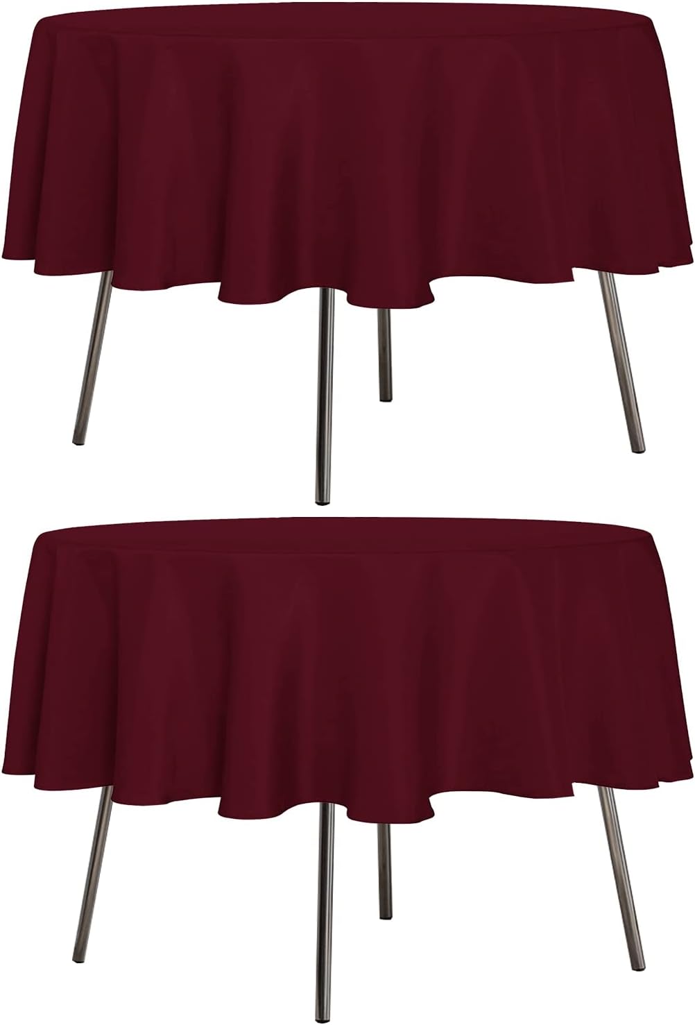 sancua 2 Pack Round Tablecloth 70 Inch Burgundy, Stain and Wrinkle Resistant Table Cloth - Washable Polyester Table Cover for Dining Tables, Buffet Parties and Camping