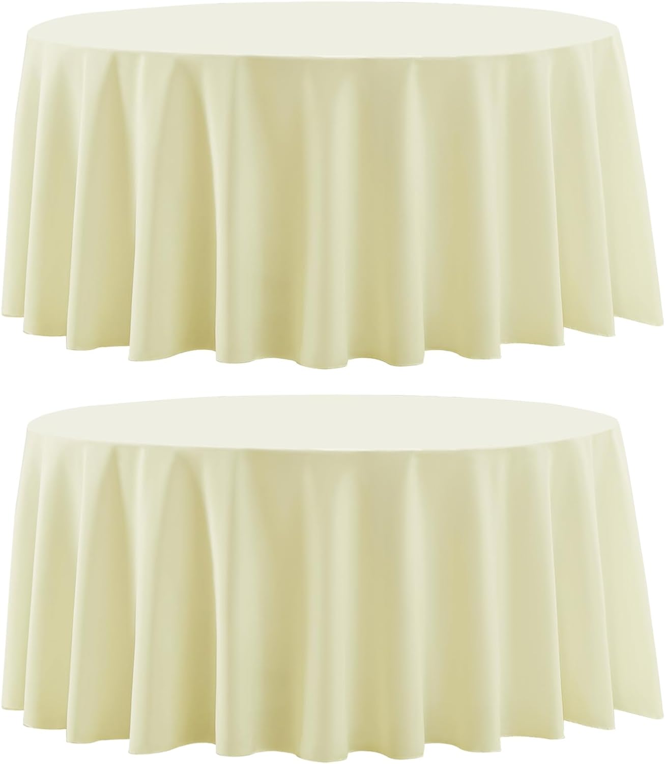 Round Tablecloth 132 Inch 2 Pack Ivory Tablecloths Washable Decorative Linen Polyester Table Clothes Cover for Dining Table Banquets Buffet Parties and Wedding