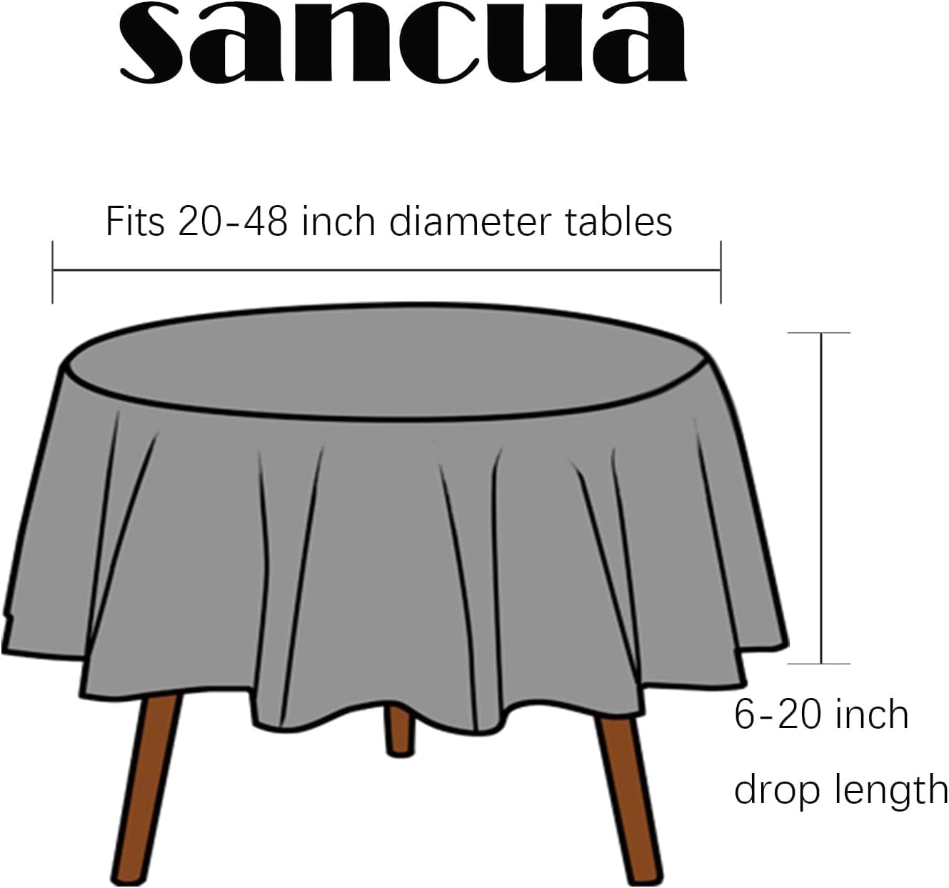 sancua 2 Pack Round Tablecloth 60 Inch White (Fits 20-48 Inch Tables), Stain and Wrinkle Resistant Table Cloth - Washable Polyester Table Cover for Dining Tables, Buffet Parties and Camping