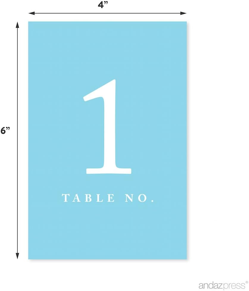 Andaz Press Baby Blue Wedding Table Numbers 1-20, 4x6-Inches Table Number Cards For Wedding Reception Table Number For Seating Chart For Wedding Reception, Restaurant, Classroom, Boda