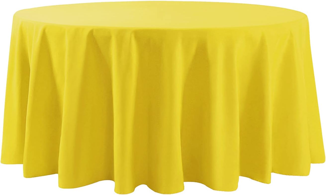 120 inch Round Tablecloth Washable Polyester Table Cloth Decorative Table Cover for Wedding Party Dining Banquet（120 inch,Yellow）