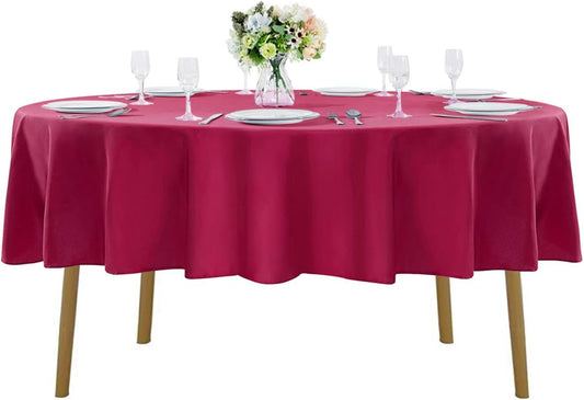 70 inch Round Tablecloth Washable Polyester Table Cloth Decorative Table Cover for Wedding Party Dining Banquet（70 inch,Burgundy）
