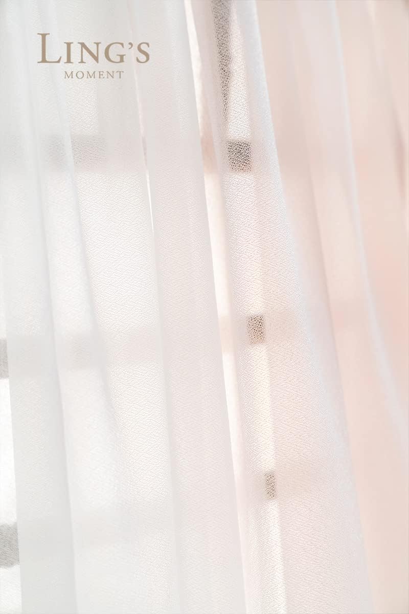 Ling's Moment Sheer Chiffon Tablecloth & Runner Set for 3x4ft Rectangle Table Decor Table Cloth in Blush & White for Wedding Reception Head/Sweetheart Desk