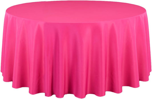 LTC LINENS Fuchsia Round Tablecloth 120 Inch for 60 Inch Round Table - Washable, Wrinkle Resistant Polyester Fabric Cloth for Wedding, Party