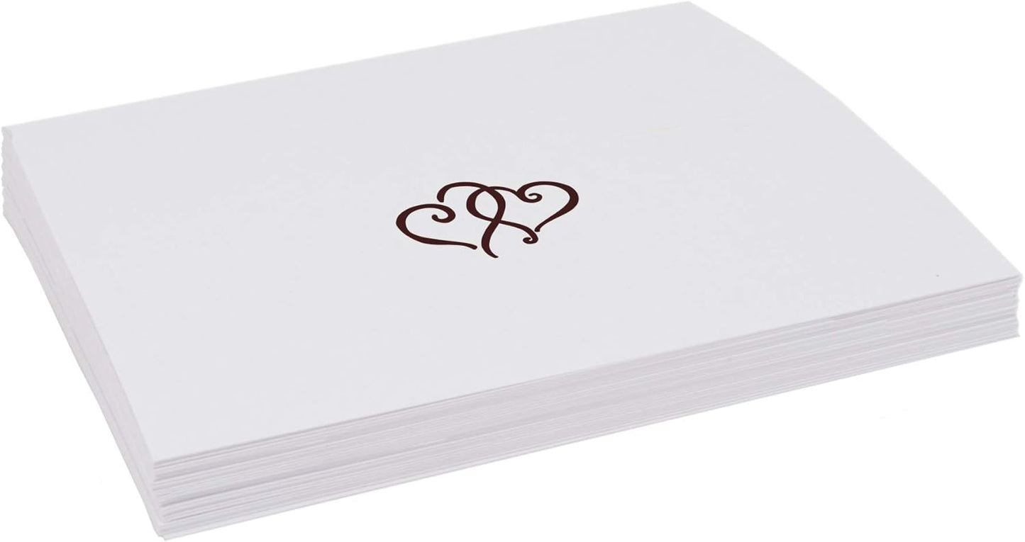 Linked Hearts Place Cards, Chocolate (Choose Color), Set of 25, Pre-cut and Scored - Wedding, Party, Dinner, and Special Events - Made in the USA