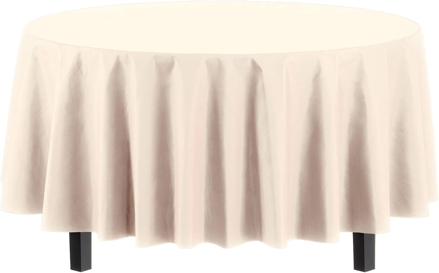 Party Solids 12-Pack Premium Plastic 84-Inch Round Tablecloth, Ivory